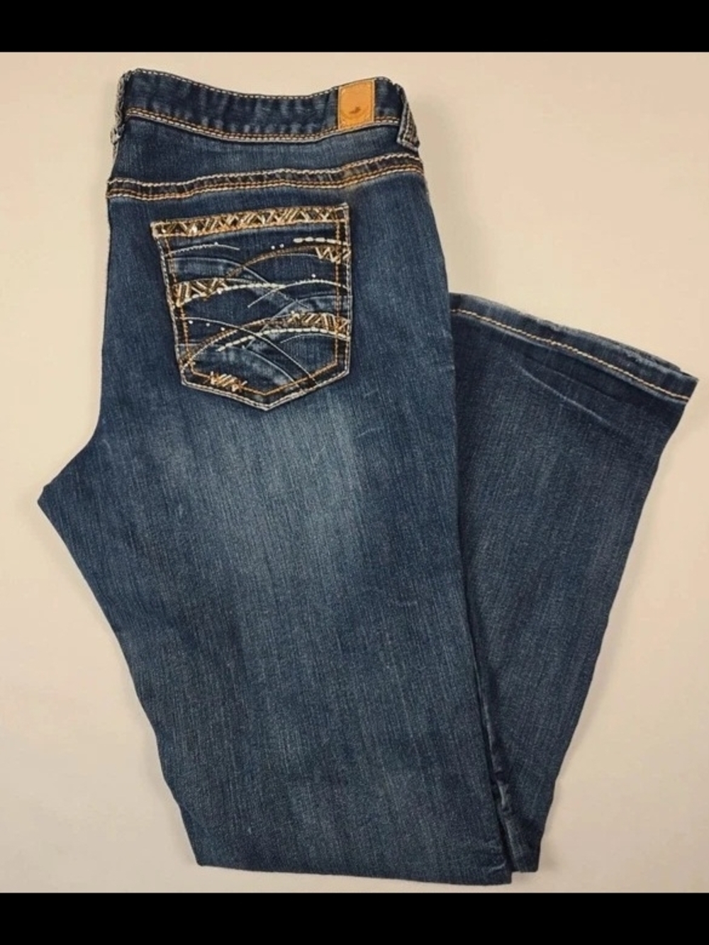 Women's Dark Blue Embroidered Pocket Jeans